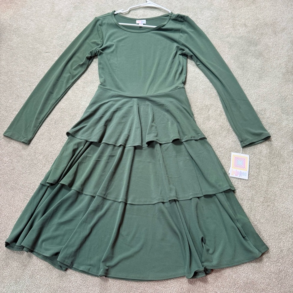 LuLaRoe Long Sleeve Dress in Olive Green